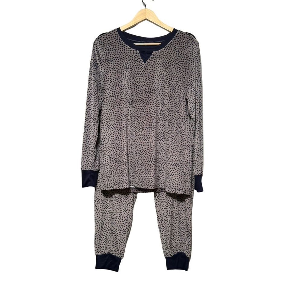 Felina Women's Pajama Fleece Set in Navy Blue‎ & Gray, Size Medium Top & Pant